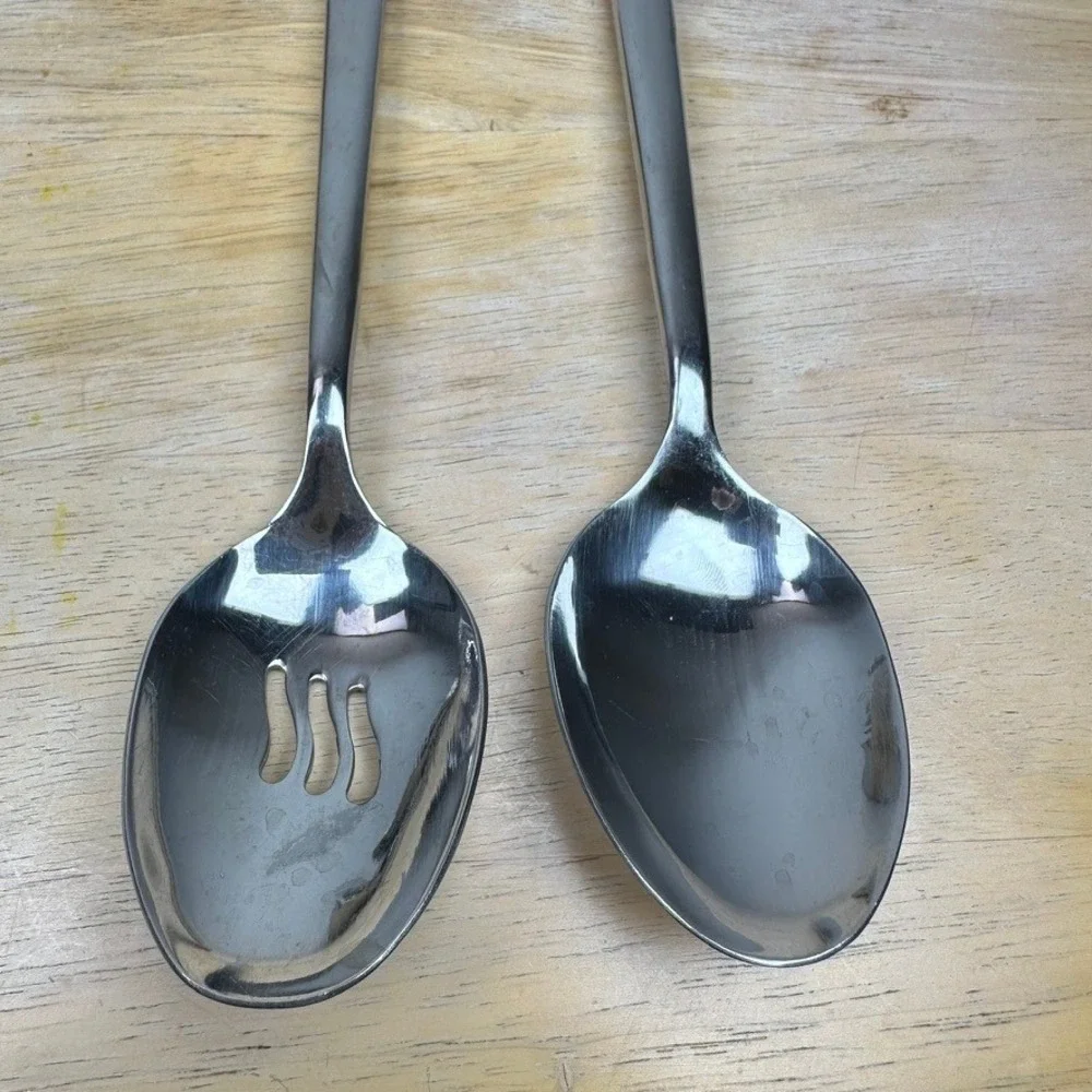 Oneida PORTER Serving‎ Spoons 2pc Silver Stainless Steel Slotted & Solid Kitchen